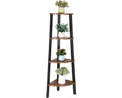 ACAZA Boekenkast - Boekenrek - 4 Legplanken - 34 x 34 x 125 cm - Zwart en Vintage Bruin - Hoekkast