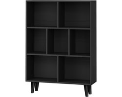 ACAZA Boekenkast - Opbergkast - Vakkenkast - Boekenrek - 110 x 80 x 24 cm - Hout - Zwart