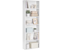 ACAZA Boekenkast - Opbergkast - Vakkenkast - Boekenrek - 6 Vakken - 178.5 x 60 x 24 cm - Verstelbare Planken - Wit