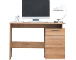 ACAZA Bureau - Bureau met Lades - Computertafel - Eik - 110 x 53 x 75 cm (L x B x H) - Laptoptafel - Bureau Eik met Lades