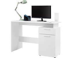 ACAZA Bureau - Bureau met Lades - Wit - 110 x 53 x 75 cm (B x D x H) - Houten Kantoormeubel - Bureau Wit met Lade