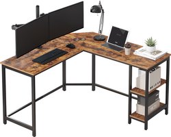 ACAZA Bureau - Hoekbureau - Vintage Bruin - 138 x 50 x 76 cm (L x B x H) - Bureautafel - Game Bureau - Bureau Gaming - Game Bureau