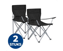 ACAZA Campingstoel - Campingstoelen Set van 2 - Strandstoel - BASIC - Draagvermogen 120 kg - Klapstoel - Kampeerstoel - Vouwstoel - Camping - Strandstoel Opvouwbaar - Visstoel - Klapstoelen - Festival Stoel - Zwart