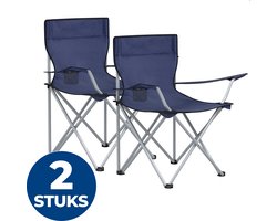 ACAZA Campingstoel - Campingstoelen Set van 2 - Strandstoel - BASIC - Draagvermogen 120 kg - Klapstoel - Kampeerstoel - Vouwstoel - Camping - Strandstoel Opvouwbaar - Visstoel - Klapstoelen - Festival Stoel - Blauw