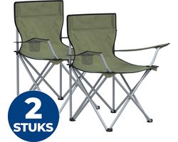 ACAZA Campingstoel - Campingstoelen Set van 2 - Strandstoel - BASIC - Draagvermogen 120 kg - Klapstoel - Kampeerstoel - Vouwstoel - Camping - Strandstoel Opvouwbaar - Visstoel - Klapstoelen - Festival Stoel - Groen