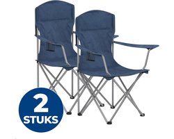 ACAZA Campingstoel - Campingstoelen Set van 2 - Strandstoel - COMFORT - Draagvermogen 150 kg - Klapstoel - Kampeerstoel - Vouwstoel - Camping - Strandstoel Opvouwbaar - Visstoel - Blauw