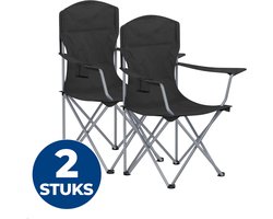 ACAZA Campingstoel - Campingstoelen Set van 2 - Strandstoel - COMFORT - Draagvermogen 150 kg - Klapstoel - Kampeerstoel - Vouwstoel - Camping - Strandstoel Opvouwbaar - Visstoel - Zwart