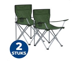 ACAZA Campingstoel - Campingstoelen Set van 2 - Strandstoel - Draagvermogen 120 kg - Klapstoel - Kampeerstoel - Vouwstoel - Camping - Strandstoel Opvouwbaar - Kamperen - Visstoel - Klapstoelen - Groen