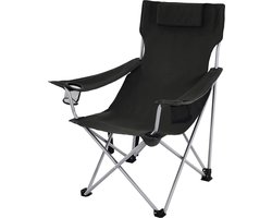 ACAZA Campingstoel - Strandstoel - PREMIUM - Draagvermogen 150 kg - Vaderdag Cadeau - Klapstoel - Kampeerstoel - Vouwstoel - Camping - Strandstoel Opvouwbaar - Visstoel - Klapstoelen - Festival Stoel - Zwart