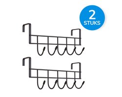 ACAZA Deurkapstok - Set van 2 - 5 Haken - 22 x 10 x 5 cm - Metaal - Zwart