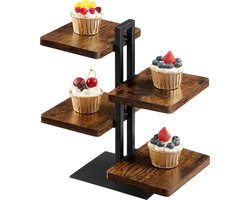 ACAZA Etagere - Serveertoren - Etagères - Vintage Bruin - Etagere 4 laags - High tea etagere - Serveer toren - Serveerset