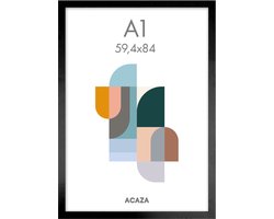 ACAZA Fotolijst - A1 Wissellijst - 59,4 x 84 cm - Posterlijst uit MDF Hout - Foto kader - Zwarte Fotokader