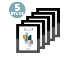 ACAZA Fotolijst - Fotokader - Fotolijst 15x20 cm - Fotokader 15x20cm - Set van 5 - Hout - Zwart