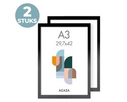 ACAZA Fotolijst - Fotokader - Fotolijst A3 - Fotokader A3 - 29,7x42 cm - Set van 2 - MDF Hout - Zwart