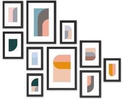 ACAZA Fotolijst - Fotolijst collage - Fotokader collage - Collagelijst voor 10 Foto's verschillende Formaten - MDF Hout - Zwart