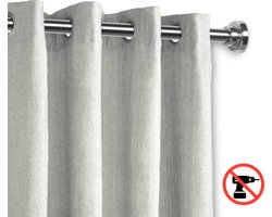 ACAZA Gordijnroede - Gordijnstang van 125-220 cm - Zilver - Gordijnroede ZONDER BOREN - Gordijnrails - Gordijnrails uitschuifbaar - Gordijnroede uitschuifbaar - Douchestang - Kledingstang - Douchegordijnstang - Douchestang uitschuifbaar - Gordijnrail