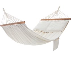 ACAZA Hangmat - Hangmat met Spreidstok - Hangmatten - 210 x 150 cm - Wit - Hamac - Hammock - Hangmat katoen - Inclusief draagtas