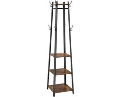 ACAZA Kapstok - Kapstok staand - 3 legplanken - 45 x 45 x 181 cm - Vintage Bruin