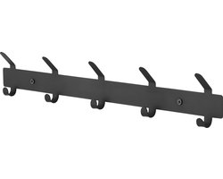 ACAZA Kapstok - Wandkapstok - Kapstok Hangend - 10 Haken - 49 cm - Metaal - Zwart