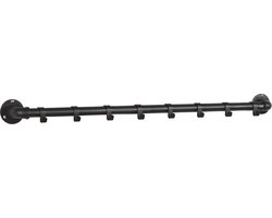 ACAZA Kapstok - Wandkapstok - Kapstok Hangend - 8 Haken - 90 cm - Metaal - Zwart