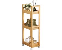 ACAZA Keukentrolley - Badkamer Trolley - Keukentrolley op wieltjes - 80 x 30 x 20 cm - Badkamer/Keuken/Kantoor - Bamboe