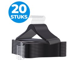 ACAZA Kledinghangers - Kleerhangers - Broekhanger - 20 Stuks - Volwassenen - 100% FSC-Gekeurd Duurzaam Hout - Anti Slip - Zwart