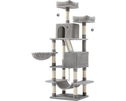 ACAZA Krabpaal - Krabpaal voor Grote Katten - Krabpaal voor Katten - 168 cm - Grijs - Kattenkrabpaal - Kattenboom - Krabpalen - Kattenhuis