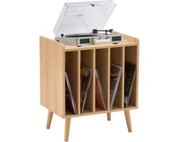 ACAZA LP Opbergsysteem - Lichte eik - 56,5 x 39 x 64,5 cm (L x B x H) - Vinyl Opbergsysteem - LP Houder - Ook voor GROTE platenspelers - Platenrek - Platenkast - Platenspelermeubel - Platenspeler Tafel - LP Opbergrek - Platenspeler - LP Rek