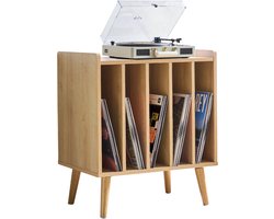 ACAZA LP Opbergsysteem - LP Houder - Lichte Eik - 56,5 x 39 x 66 cm (L x B x H) - Platenspeler Meubel - Vinyl Opbergsysteem - Platenrek - Platenkast - Platenhouder - 110 Platen