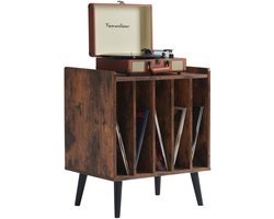 ACAZA LP Opbergsysteem - Vintage bruin - 56,5 x 39 x 64,5 cm (L x B x H) - Vinyl Opbergsysteem - LP Houder - Ook voor GROTE platenspelers - Platenrek - Platenkast - Platenspelermeubel - Platenspeler Tafel - LP Opbergrek - Platenspeler - LP Rek