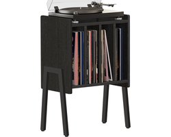 ACAZA LP Opbergsysteem - Zwart - 45 x 30 x 66 cm (L x B x H) - Vinyl Opbergsysteem - LP Houder - Platenrek - Platenkast - Platenspelermeubel - Platenspeler Tafel - LP Opbergrek - Platenspeler - LP Rek - Platenstandaard - Platenhouder - Platen