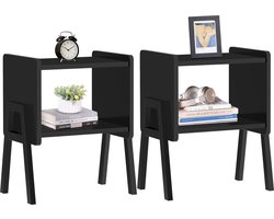 ACAZA Nachtkastje - Nachtkastjes - Bijzettafel - Nachtkastjes set van 2 - Nachtkastje Zwart - 37 x 37 x 45 cm (L x B x H) - Nachtkast - Industriële Nachtkast - Archiefkast - Kast - Kasten - Nachtkastjes Industrieel