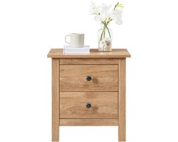 ACAZA Nachtkastje - Nachtkastjes - Eiken kleur - 46 x 35 x 50 cm (L x B x H) - Nachtkastjes - Kast - Kast met 2 Lades - Table de chevet - Nachtkastjes Modern