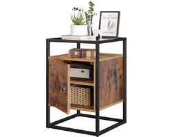 ACAZA Nachtkastje - Nachtkastjes - Vintage Bruin - 40 x 40 x 60 cm (L x B x H) - Hout en Gehard Glas - Nachtkastjes - Nachtkastjes Modern