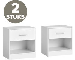 ACAZA Nachtkastjes Set van 2 - Nachtkastjes - Nachtkastjes Wit - 41 x 39 x 28 cm (H x B x D) - Nachtkast - Nachtkastjes Modern - Table de chevet - Nachtkastjes met Lade - Wit