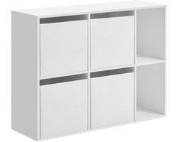 ACAZA Opbergkast - Vakkenkast - Montage zonder Gereedschap - Speelgoedkist - 83 x 27 x 62 cm - Wit