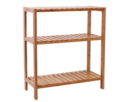 ACAZA Opbergrek - 66 x 60 x 26 cm - Badkamerrek - Badkamermeubel - Verstelbare Planken - Bamboe