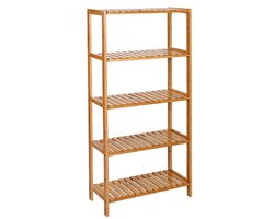 ACAZA - Opbergrek - Badkamerrek - Keukenrek - 60 x 26 x 130 cm - Verstelbare Planken - Bamboe