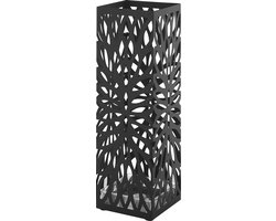 ACAZA Paraplubak - Paraplubak Zwart met Ellips Motief - 49 cm Hoog - Paraplubak Vierkant - Parapluhouder - Metaal - Paraplubakken voor Paraplu's en Wandelstokken