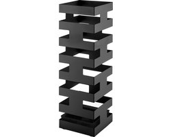 ACAZA Paraplubak - Paraplubak Zwart met Geometrisch Motief - 49 cm Hoog - Paraplubak Vierkant - Parapluhouder - Metaal - Paraplubakken voor Paraplu's en Wandelstokken