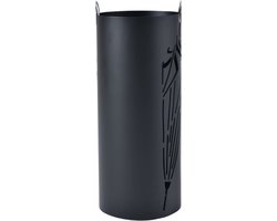 ACAZA Paraplubak - Paraplubak Zwart met Paraplu Motief - 45,5 cm Hoog - Paraplubak Rond - Parapluhouder - Metaal - Paraplubakken voor Paraplu's en Wandelstokken