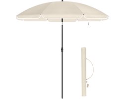 ACAZA Parasol - Strandparasol - Beige - 200 cm diameter - inclusief Draagtas - Rond - Tuinparasol - Kantelbaar - Waterdicht - Terras Parasol voor Appartement - Parasol Strand