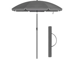 ACAZA Parasol - Strandparasol - Grijs - 160 cm diameter - inclusief Draagtas - Rond - Tuinparasol - Kantelbaar - Waterdicht - Terras Parasol voor Appartement - Parasol Strand