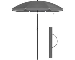 ACAZA Parasol - Strandparasol - Grijs - 200 cm diameter - inclusief Draagtas - Rond - Tuinparasol - Kantelbaar - Waterdicht - Terras Parasol voor Appartement - Parasol Strand - Tot 3 Personen