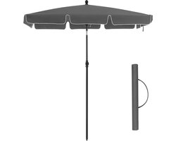 ACAZA Parasol - Strandparasol - Grijs - 200 x 125 cm (L x B) - inclusief Draagtas - Rechthoekig - Tuinparasol - Kantelbaar - Waterdicht - Terras Parasol voor Appartement - Parasol Strand