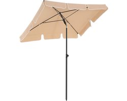 ACAZA Parasol - Strandparasol - Taupe - 200 x 125 cm (L x B) - inclusief Draagtas - Rechthoekig - Tuinparasol - Kantelbaar - Waterdicht - Terras Parasol voor Appartement - Parasol Strand