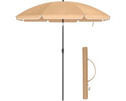 ACAZA Parasol - Strandparasol - Zandbruin - 200 cm diameter - inclusief Draagtas - Rond - Tuinparasol - Kantelbaar - Waterdicht - Terras Parasol voor Appartement - Parasol Strand - Tot 3 Personen