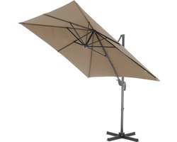 ACAZA Parasol - Zweefparasol - Taupe - 250 x 250 cm - Aluminium - Parasols - Tuinparasol - Vierkant - 360° draaibaar - UV werend doek - Kantelbaar