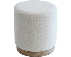 ACAZA Poef - Teddy Stoel - Teddy Poef - Ronde Hocker - 48x36x36 - Wit
