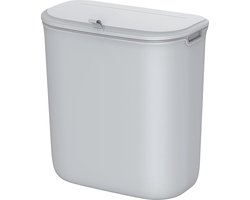 ACAZA Prullenbak - Keukenafvalemmer - Afvalbakje Aanrecht - Compostbakje Aanrecht - 9L Inhoud - Grijze Afvalemmer met Deksel - Aanrecht Afvalbakken - Wandprullenbakken - Afvalbakje - Afvalemmers - Wandafvalemmer om op te hangen aan Kast - Grijs